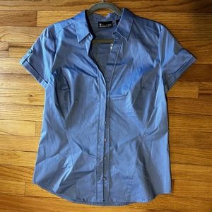 New York & Company 7th Avenue Button Down Blouse Size M - Blue